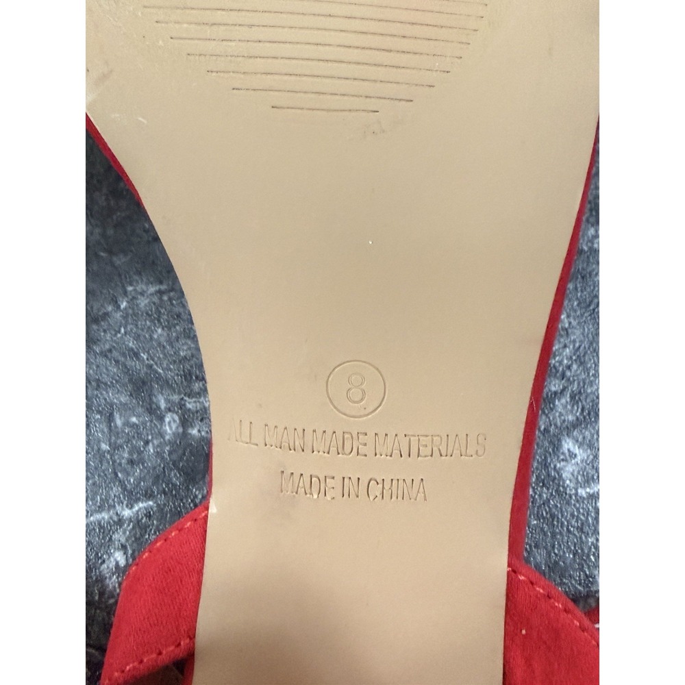 Lulus Womens Faux Suede Ankle Strap Block Heels Red Sz 8 - Picture 8 of 8